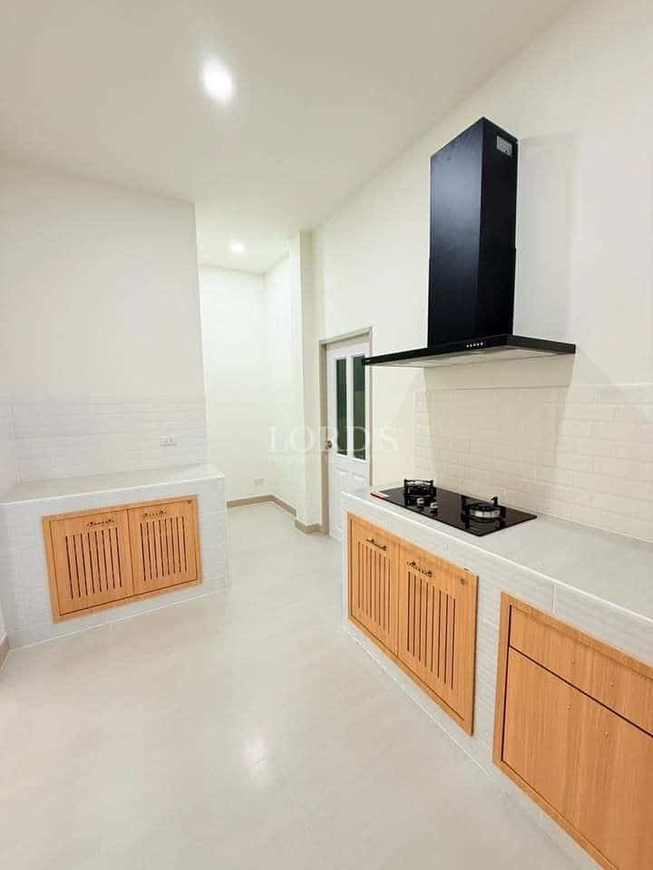 Modern kitchen with wooden cabinets