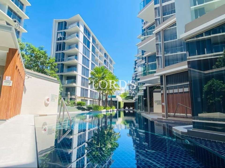 Modern buildings with a swimming pool