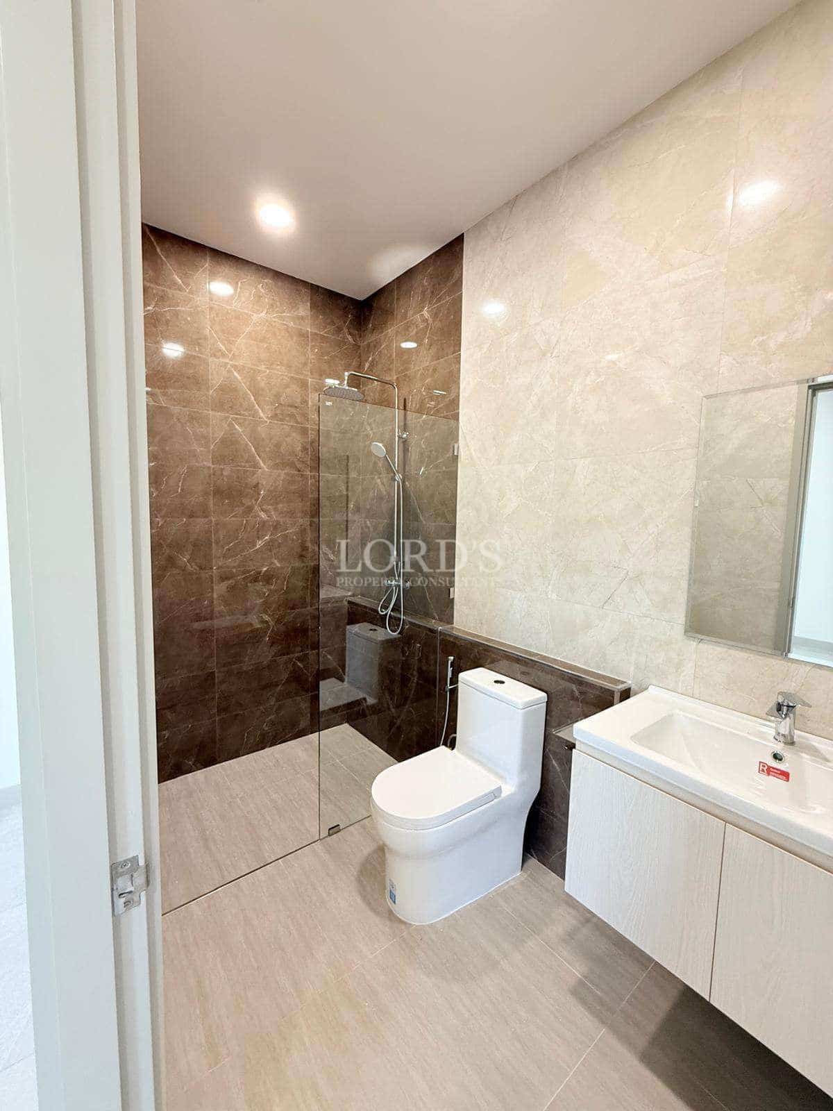 Modern bathroom with shower and toilet