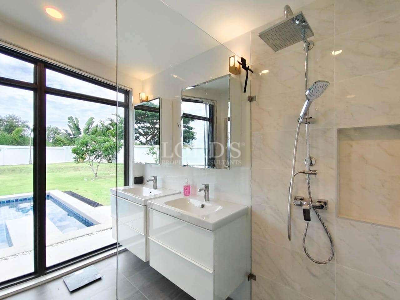 Modern bathroom with outdoor view